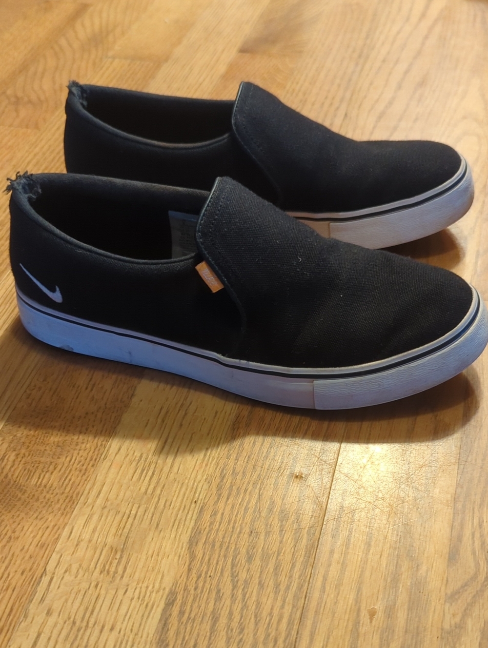 Nike Black Slip-On Canvas Loafers with White Sole